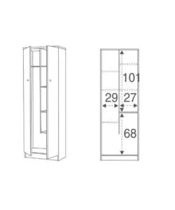 ARMADIO PORTASCOPE OLMO CHIARO, 62X34X183 CM