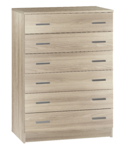 CASSETTIERA 6 CASSETTI OLMO CHIARO, 77X47X107 CM