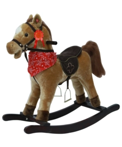 CAVALLO A DONDOLO PER BAMBINI CON SUONI, MARRONE CHIARO