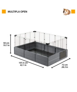 GABBIA PER PORCELLINI D'INDIA, GABBIA MULTIPLA OPEN NERA - 107,5 x 72 x h 50CM - FERPLAST