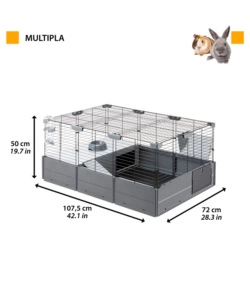GABBIA PER PORCELLINI D'INDIA - GABBIA MULTIPLA NERA 107,5 x 72 x h 50 CM - FERPLAST