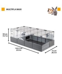 GABBIA PER PORCELLINI D'INDIA - GABBIA MULTIPLA MAXI NERA 142,5 x 72 x H 50 CM - FERPLAST