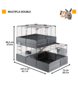 GABBIA PER PORCELLINI D'INDIA - GABBIA MULTIPLA DOUBLE NERA 107,5 x 72 x h 50 CM - FERPLAST