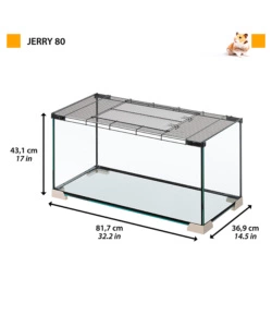 GABBIA PER TOPI E RATTI IN VETRO " JERRY 80", 81,7X36,9X43,1 CM - FERPLAST