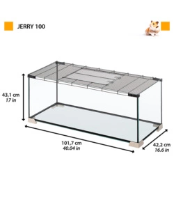 GABBIA PER TOPI E RATTI IN VETRO " JERRY 80", 101,7X42,9X43,1 CM - FERPLAST