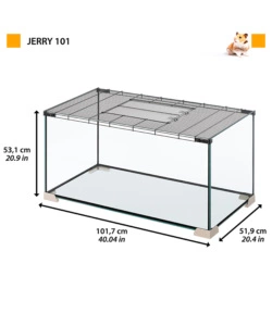 GABBIA PER TOPI E RATTI IN VETRO " JERRY 80", 101,7X51,9X53,1 CM - FERPLAST