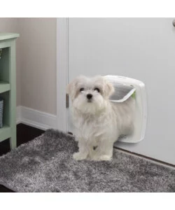PORTINA PER GATTI GRANDI E CANI DI TAGLIA PICCOLA FERPLAST "SWING MICROCHIP LARGE" CON CHIUSURA 4 VIE E PROTEZIONE ARIA IN PLASTICA BIANCO 26,5X16,2X31,5 CM