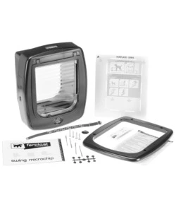 PORTINA PER GATTI GRANDI E CANI DI TAGLIA PICCOLA FERPLAST "SWING MICROCHIP LARGE" CON CHIUSURA 4 VIE E PROTEZIONE ARIA IN PLASTICA BIANCO 26,5X16,2X31,5 CM