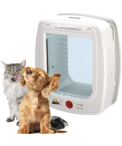 PORTINA PER GATTI GRANDI E CANI DI TAGLIA PICCOLA FERPLAST "SWING MICROCHIP LARGE" CON CHIUSURA 4 VIE E PROTEZIONE ARIA IN PLASTICA BIANCO 26,5X16,2X31,5 CM