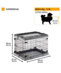 GABBIA BOX  PER CANI PIEGHEVOLE "SUPERIOR 60", 62X47X50 CM - FERPLAST