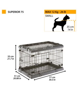 GABBIA BOX  PER CANI PIEGHEVOLE "SUPERIOR 75", 77X51X55 CM - FERPLAST