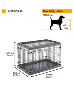 GABBIA BOX  PER CANI PIEGHEVOLE "SUPERIOR 90", 77X51X55 CM - FERPLAST