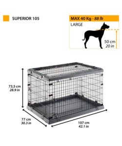 GABBIA BOX  PER CANI PIEGHEVOLE "SUPERIOR 105", 107X77X73,5 CM - FERPLAST