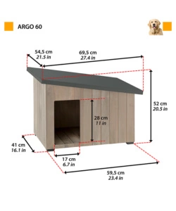 CUCCIA DA ESTERNO "ARGO 60" IN LEGNO DI PINO, 69,5X54,5X52 CM - FERPLAST