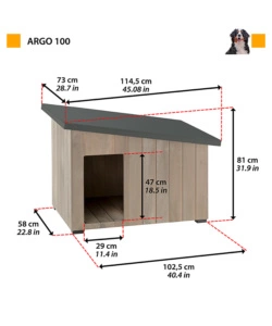 CUCCIA DA ESTERNO "ARGO 100" IN LEGNO DI PINO, 114,5X73X81 CM - FERPLAST