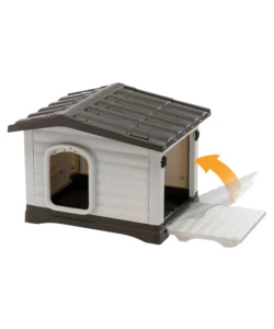 CUCCIA PER CANI DA ESTERNO FERPLAST "DOGVILLA 60" CON PARETE RIBALTABILE IN RESINA GRIGIO 58X48X44 CM