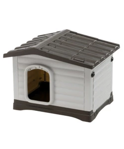 CUCCIA PER CANI DA ESTERNO FERPLAST "DOGVILLA 60" CON PARETE RIBALTABILE IN RESINA GRIGIO 58X48X44 CM
