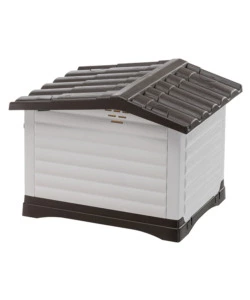 CUCCIA PER CANI DA ESTERNO FERPLAST "DOGVILLA 60" CON PARETE RIBALTABILE IN RESINA GRIGIO 58X48X44 CM