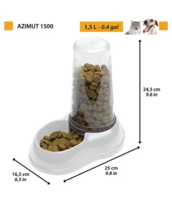 DISTRIBUTORE DI CIBO O ACQUA PER CANI E GATTI "AZIMUT 1500", BIANCO - FERPLAST