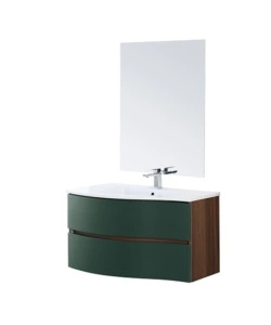 MOBILE BAGNO SOSPESA "MINORI" AD ONDA VERDE, 91X51,5X50 CM