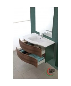 MOBILE BAGNO SOSPESO "MINORI" AD ONDA VERDE, 91X51,5X50 CM