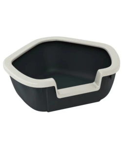 LETTIERA TOILETTE GATTO ANGOLARE APERTA FERPLAST "DAMA" NERO 57,5X51,5X22 CM
