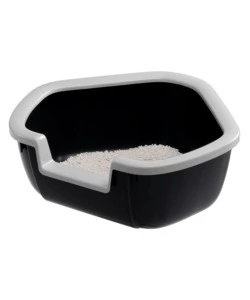 LETTIERA TOILETTE GATTO ANGOLARE APERTA FERPLAST "DAMA" NERO 57,5X51,5X22 CM