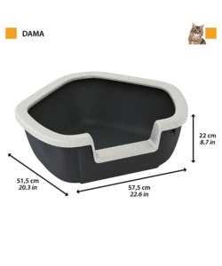 LETTIERA TOILETTE GATTO ANGOLARE APERTA FERPLAST "DAMA" NERO 57,5X51,5X22 CM