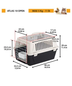 TRASPORTINO PER CANI E GATTI DI PICCOLA TAGLIA "ATLAS OPEN 30", 40X60X38 CM - FERPLAST