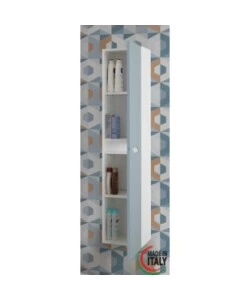 COLONNA PENSILE PER BAGNO AZZURRO POLVERE, 30X24X150 CM
