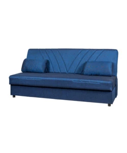 DIVANO LETTO "FIJI" 3 POSTI IN TESSUTO BLU CON CASSETTONE CONTENITORE, 183X81X89 CM
