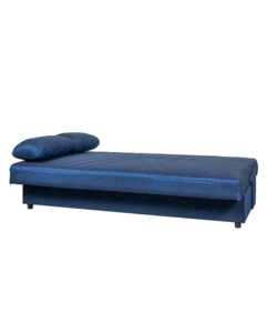 DIVANO LETTO "FIJI" 3 POSTI IN TESSUTO BLU CON CASSETTONE CONTENITORE, 183X81X89 CM
