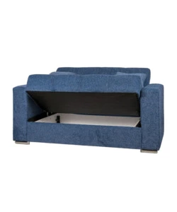 DIVANO LETTO "ATENA" 2 POSTI IN TESSUTO BLU SCURO, 158X85X92 CM