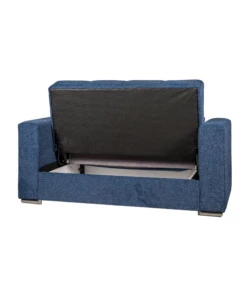DIVANO LETTO "ATENA" 2 POSTI IN TESSUTO BLU SCURO, 158X85X92 CM