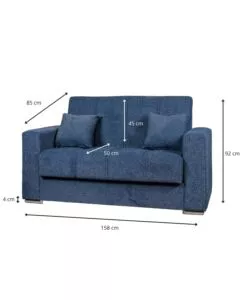 DIVANO LETTO "ATENA" 2 POSTI IN TESSUTO BLU SCURO, 158X85X92 CM