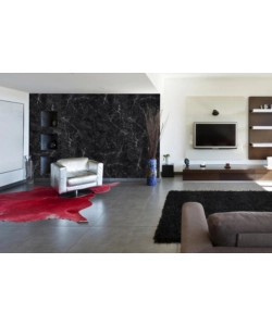LASTRA DECORATIVA IN POLIPROPILENE CON STAMPA EFFETTO MARMO OPACO "BLACK", 100X50 CM