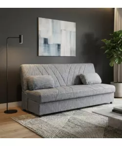 DIVANO LETTO 3 POSTI "FIJI" GRIGIO CON CASSETTONE CONTENITORE, 183X81X89 CM