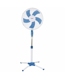 VENTILATORE A PIANTANA 5 PALE COLORE BIANCO E BLU, 130 CM