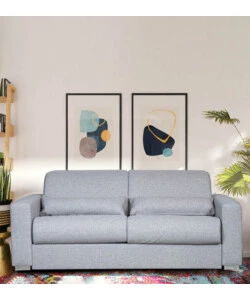 DIVANO LETTO 2 POSTI "BARCELONA" IN TESSUTO GRIGIO CHIARO, 205X102X88 CM