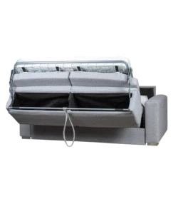 DIVANO LETTO 2 POSTI "BARCELONA" IN TESSUTO GRIGIO CHIARO, 205X102X88 CM