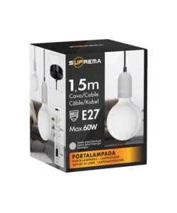 LAMPADA A SOSPENSIONE CEMENTO GRIGIO 1,5 MT, E27