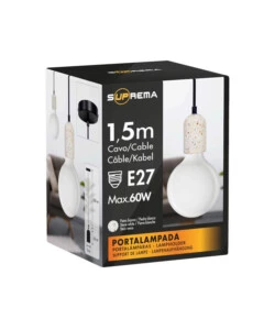 LAMPADA A SOSPENSIONE CEMENTO BIANCA 1,5 MT, E27