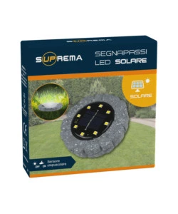 LUCE SOLARE SEGNAPASSI A LED CON EFFETTO PIETRA CON SENSORE - 10 LUMEN - 1.2 V