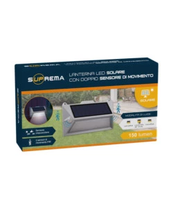 LANTERNA SOLARE LED CON DOPPIO SENSORE DI MOVIMENTO E CREPUSCOLARE - 18 LED