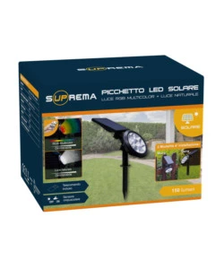 PICCHETTO A LED SOLARE CON LUCE RGB MULTICOLOR E NATURALE - 8 LED