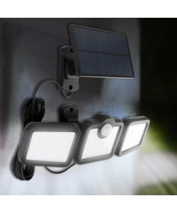 PROIETTORE ORIENTABILE A LED SOLARE - CON 3 PANNELLI - 108 LED
