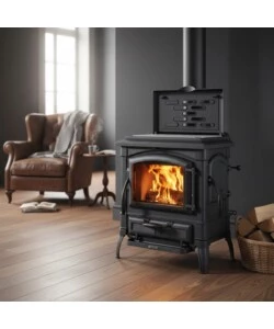 Stufa a legna in ghisa La Nordica Extraflame "Isetta" nera, 8,2 Kw