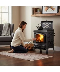 Stufa a legna in ghisa La Nordica Extraflame "Isetta" cerchi nera 8,2 kW