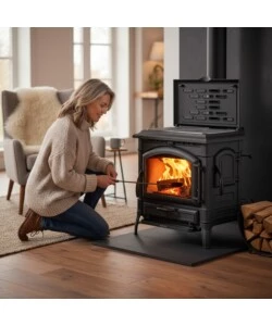 Stufa a legna La Nordica Extraflame "Isotta Evo" piastra con cerchi nero 11 kW