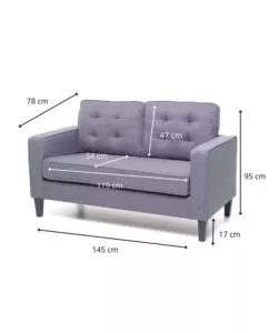 DIVANO "RIVER" 2 POSTI BLU JEANS, 145X78X95 CM